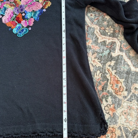 Vintage Sequined Butterfly Heart Sweater Grandmacore Glam Whimsical Eclectic - Picture 6 of 7